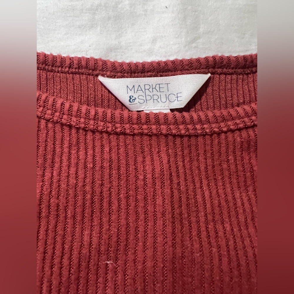 Market & Spruce Red Ribbed Sweater - Picture 2 of 3